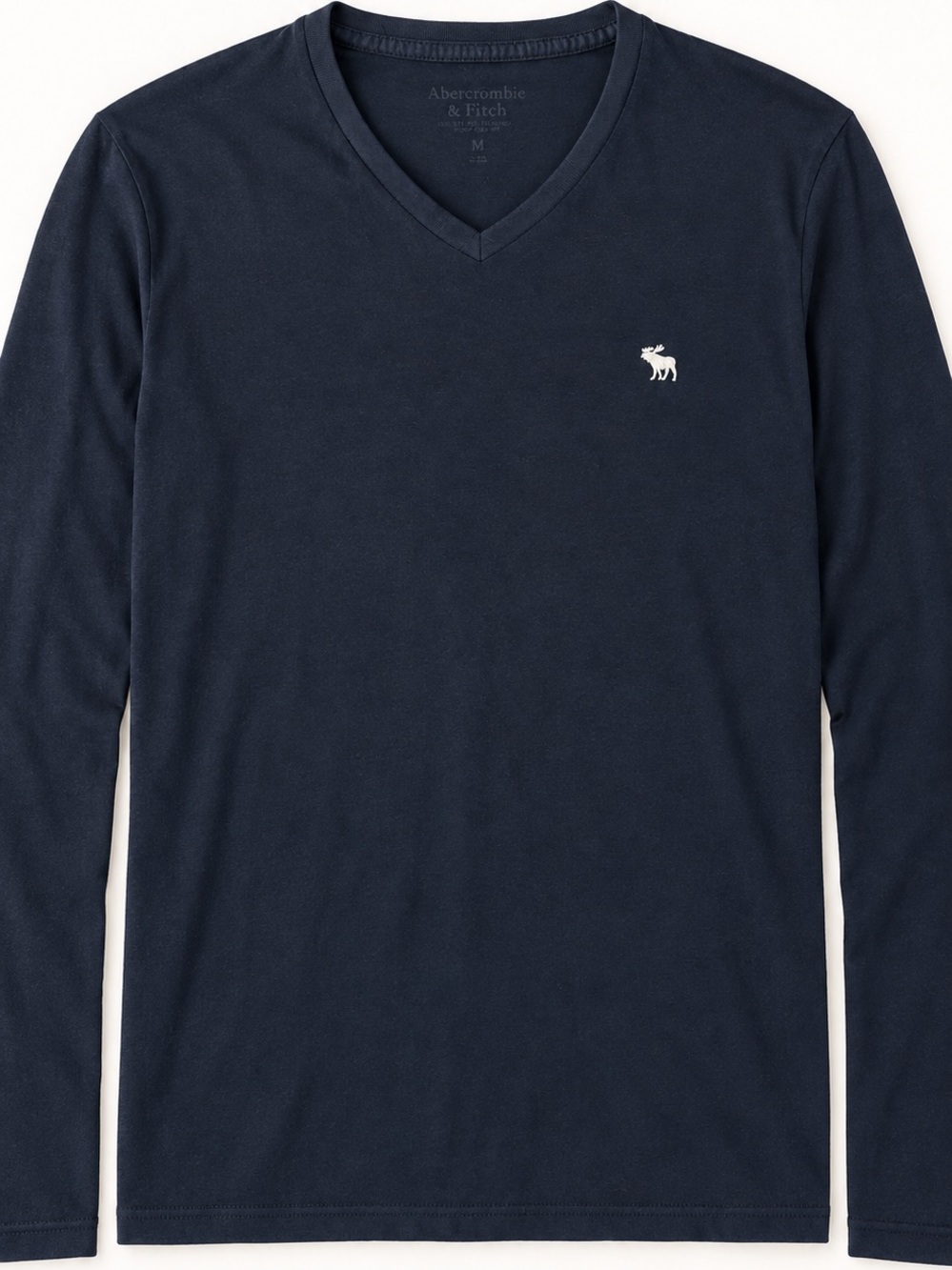 Abercrombie & Fitch Men’s Navy Blue Long Sleeve V-Neck Shirt Size M